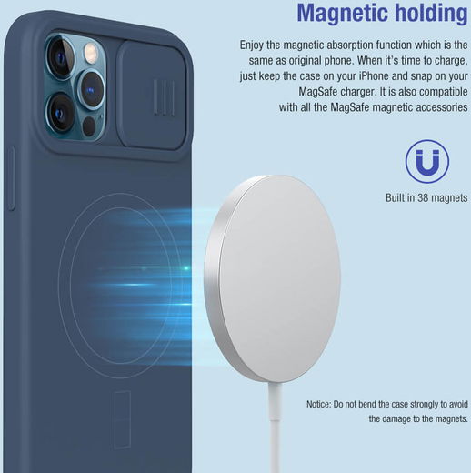 Nillkin iPhone 12/12 Pro Siliconen MagSafe Hoesje Camera Slider Zwart afbeelding 4