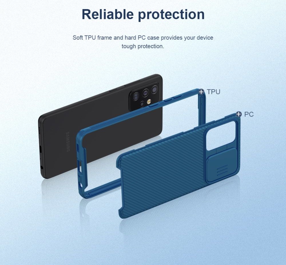 Nillkin Camshield Samsung Galaxy A52 / A52S Hoesje met Camera Slider Blauw afbeelding 7