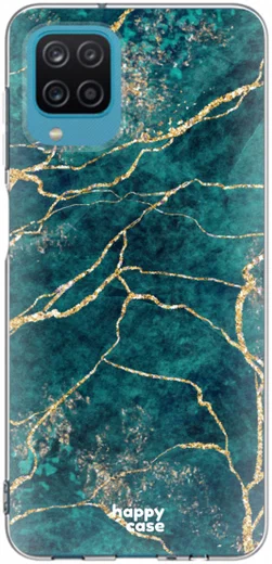 HappyCase Samsung Galaxy A12 Hoesje Flexibel TPU Aqua Marmer Print afbeelding 6