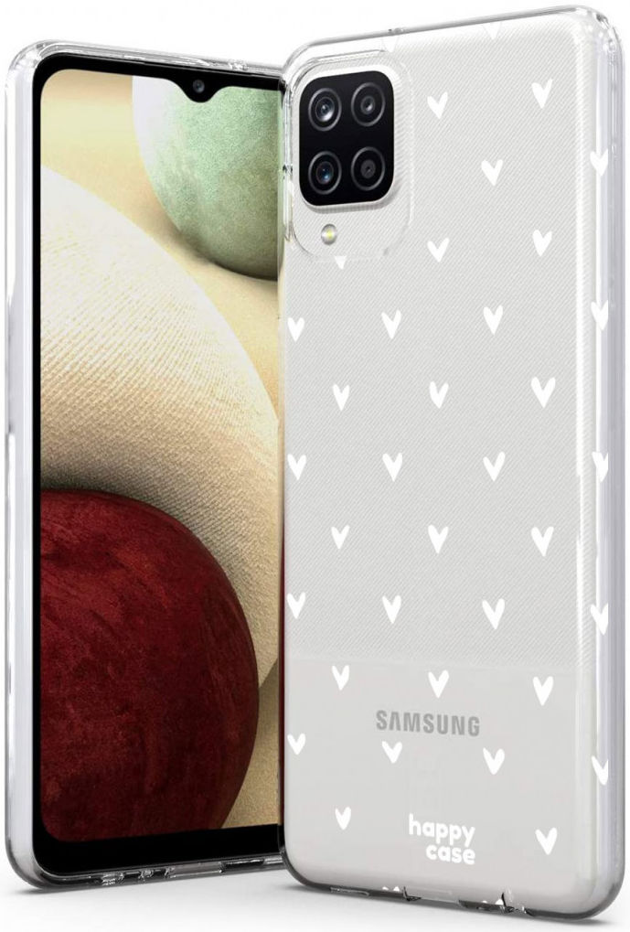 HappyCase Samsung Galaxy A12 Hoesje Flexibel TPU Hartjes Print afbeelding 2
