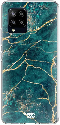 HappyCase Samsung Galaxy A42 Hoesje Flexibel TPU Aqua Marmer Print afbeelding 1