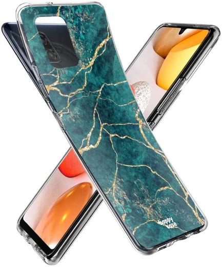 HappyCase Samsung Galaxy A42 Hoesje Flexibel TPU Aqua Marmer Print afbeelding 6