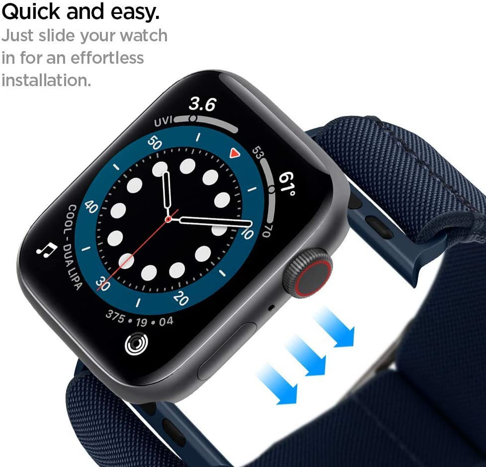 Spigen Fit Apple Watch 1-9/SE/Ultra 49/45/44/42MM Bandje Nylon Blauw afbeelding 6