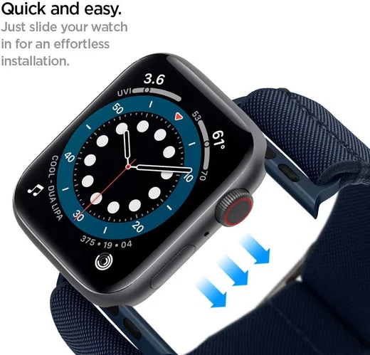 Spigen Fit Apple Watch 1-9/SE/Ultra 49/45/44/42MM Bandje Nylon Blauw afbeelding 6