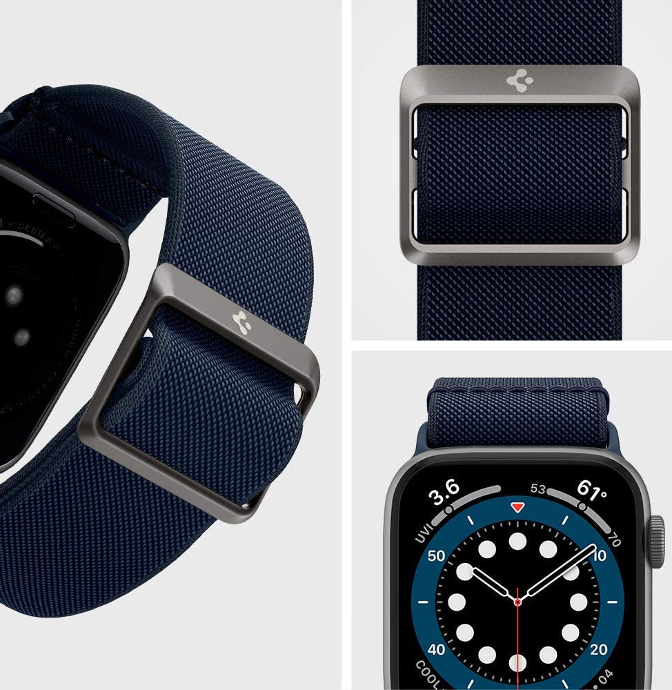 Spigen Fit Apple Watch 1-9/SE/Ultra 49/45/44/42MM Bandje Nylon Blauw afbeelding 8