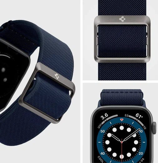 Spigen Fit Apple Watch 1-9/SE/Ultra 49/45/44/42MM Bandje Nylon Blauw afbeelding 8
