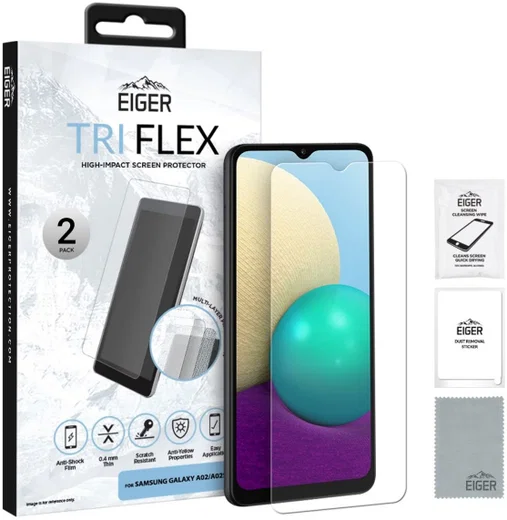 Eiger Samsung Galaxy A02s Display Folie Screen Protector [2-Pack] afbeelding 1