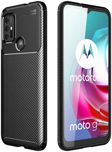 Motorola Moto G10/G20/G30 Hoesje Siliconen Carbon TPU Back Cover Zwart afbeelding 5