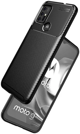 Motorola Moto G10/G20/G30 Hoesje Siliconen Carbon TPU Back Cover Zwart afbeelding 7