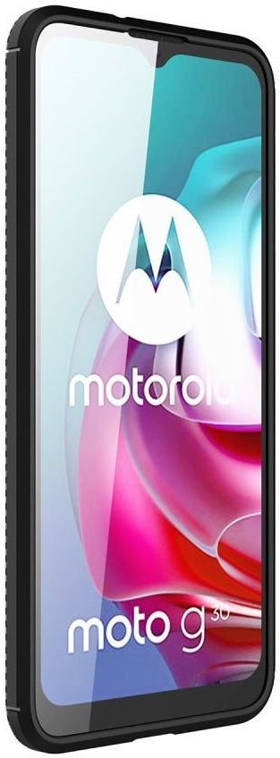 Motorola Moto G10/G20/G30 Hoesje Siliconen Carbon TPU Back Cover Zwart afbeelding 2