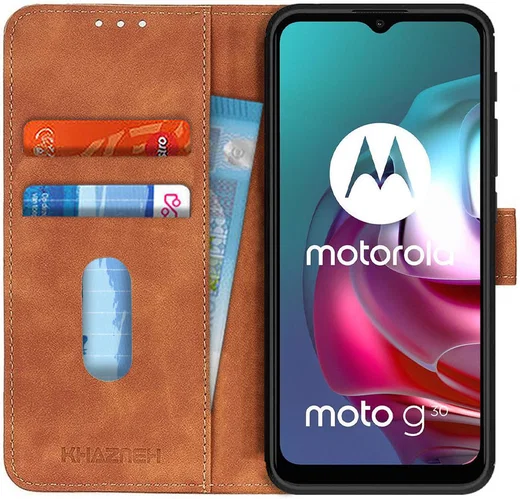 Motorola Moto G10/G20/G30 Hoesje Portemonnee Kunstleer Book Case Bruin afbeelding 1