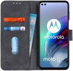 KHAZNEH Motorola Moto G100 Hoesje Retro Wallet Book Case Grijs afbeelding