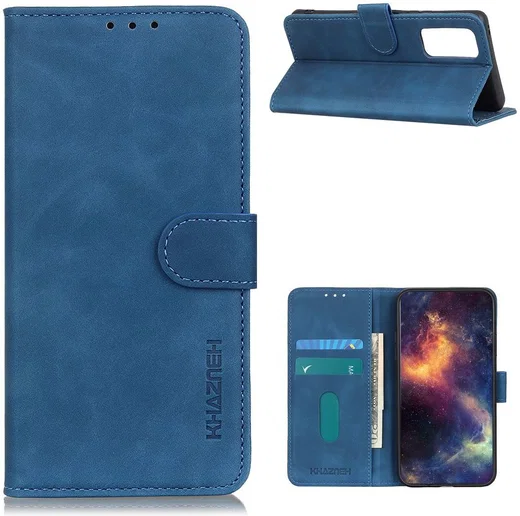 KHAZNEH Oppo Find X3 Neo Hoesje Retro Wallet Book Case Blauw afbeelding 5