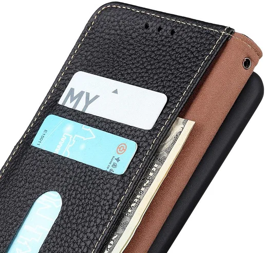 Nokia 6.3 / G10 / G20 Hoesje Portemonnee Book Case Echt Leer Zwart afbeelding 3