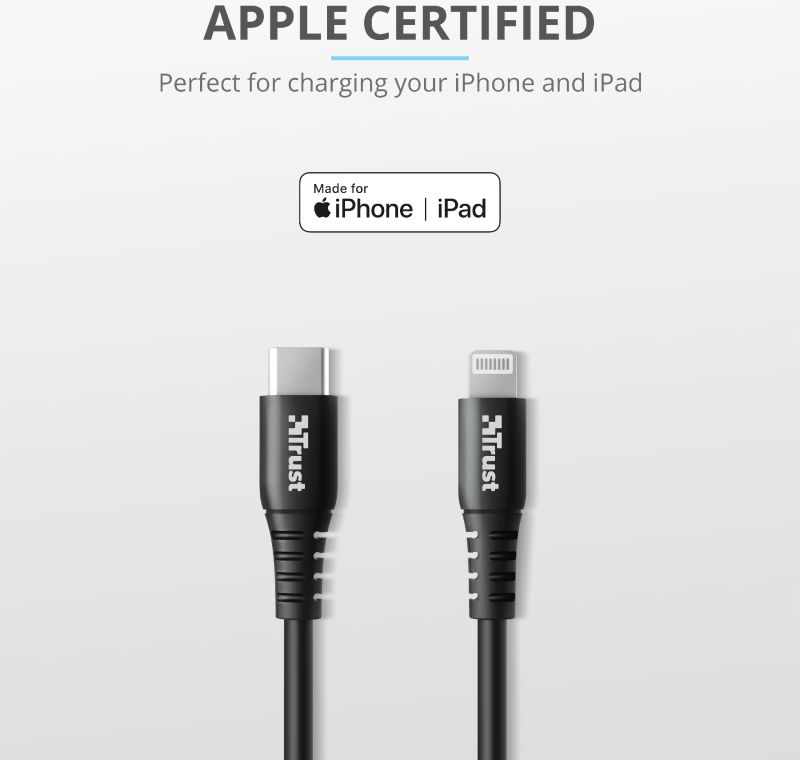 Trust iPhone Snellader 18W PD met USB-C naar Lightning Kabel 1M Zwart afbeelding 8