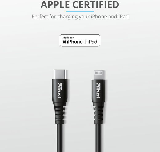 Trust iPhone Snellader 18W PD met USB-C naar Lightning Kabel 1M Zwart afbeelding 8