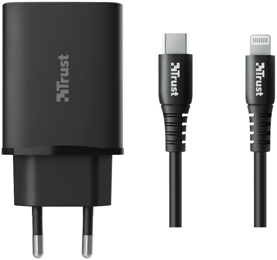 Trust iPhone Snellader 18W PD met USB-C naar Lightning Kabel 1M Zwart afbeelding 1