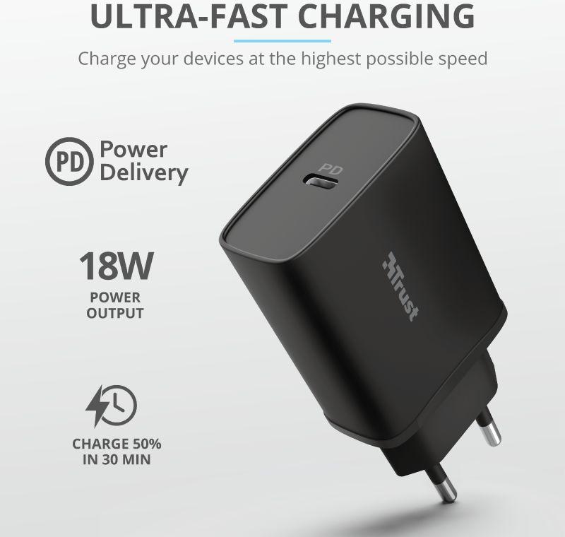 Trust iPhone Snellader 18W PD met USB-C naar Lightning Kabel 1M Zwart afbeelding 6