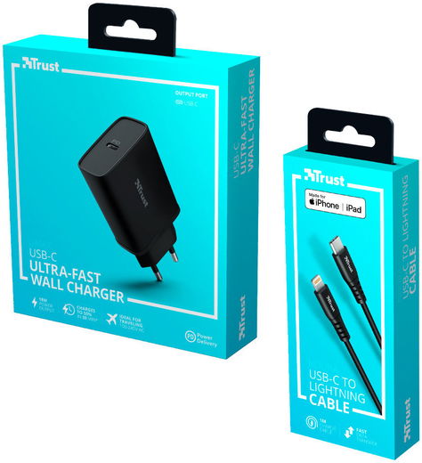 Trust iPhone Snellader 18W PD met USB-C naar Lightning Kabel 1M Zwart afbeelding 4