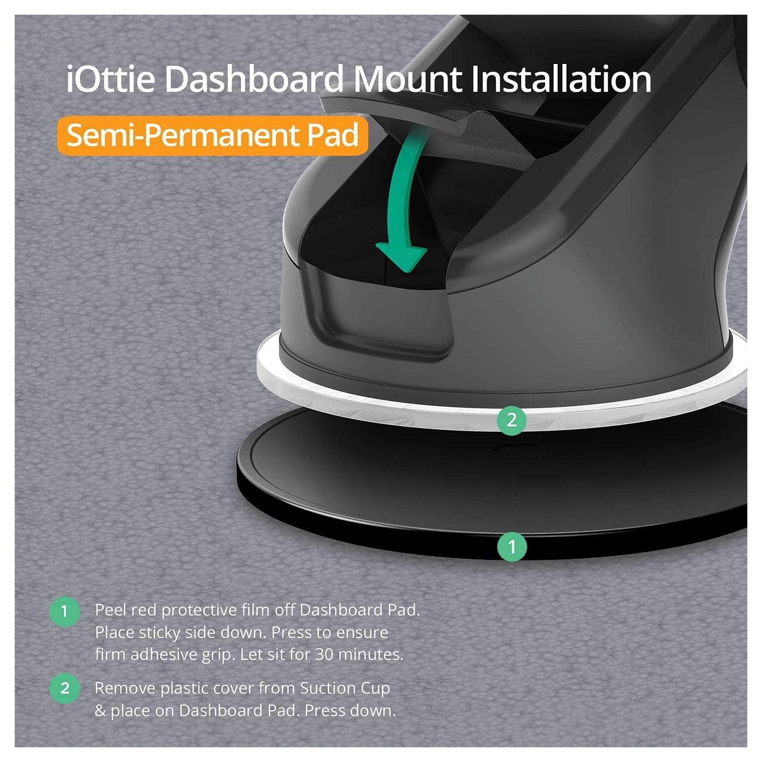 iOttie Sticky Gel Dashboard Pad voor Auto Houders Zwart afbeelding 2