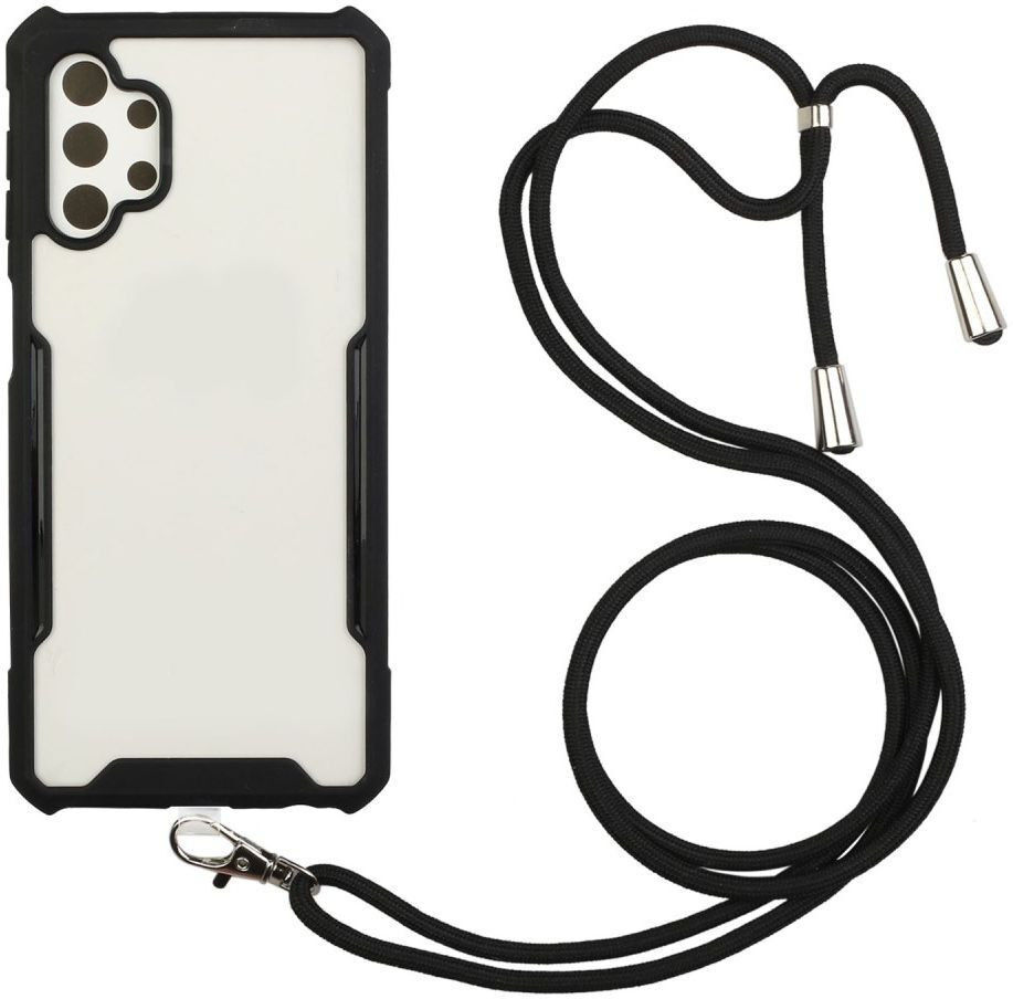 Samsung Galaxy A72 Hoesje met Koord Back Cover Keycord Zwart afbeelding 1