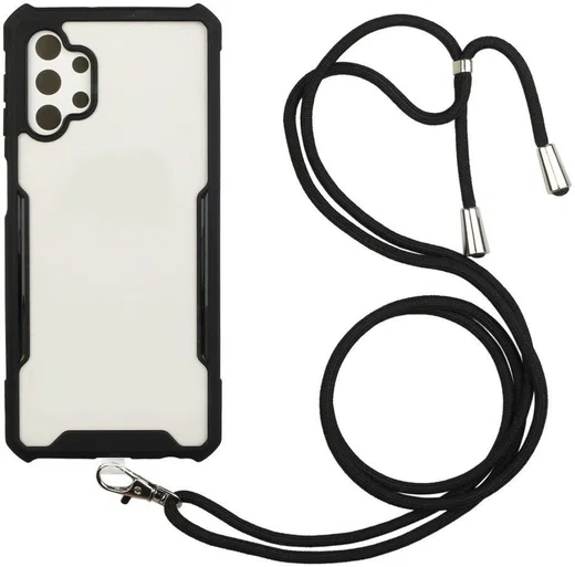 Samsung Galaxy A72 Hoesje met Koord Back Cover Keycord Zwart afbeelding 1