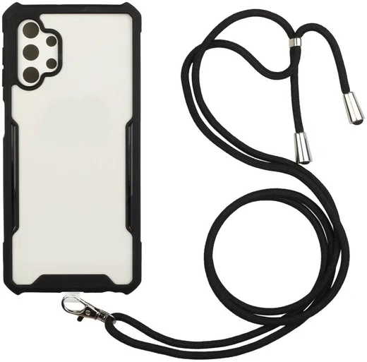 Samsung Galaxy A32 5G Hoesje met Koord Back Cover Keycord Zwart afbeelding 1