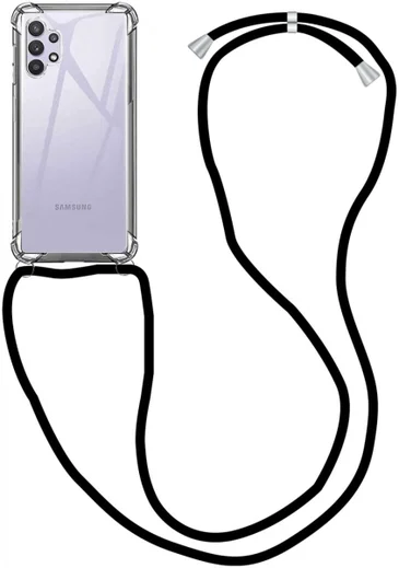Samsung Galaxy A32 5G Hoesje met Koord Shockproof TPU Transparant afbeelding 1