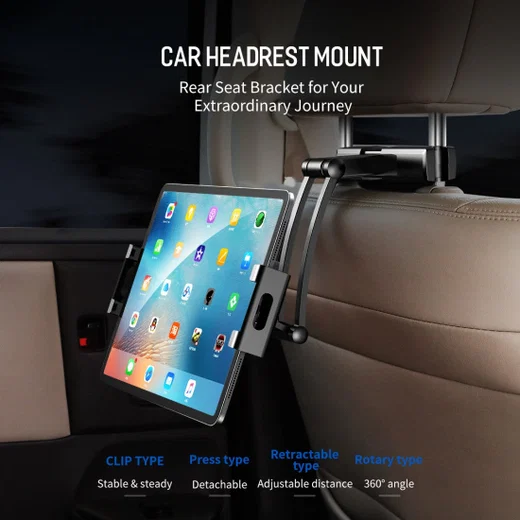 ROCK Verstelbare Hoofdsteun Tablet/Smartphone Houder voor in de Auto afbeelding 5