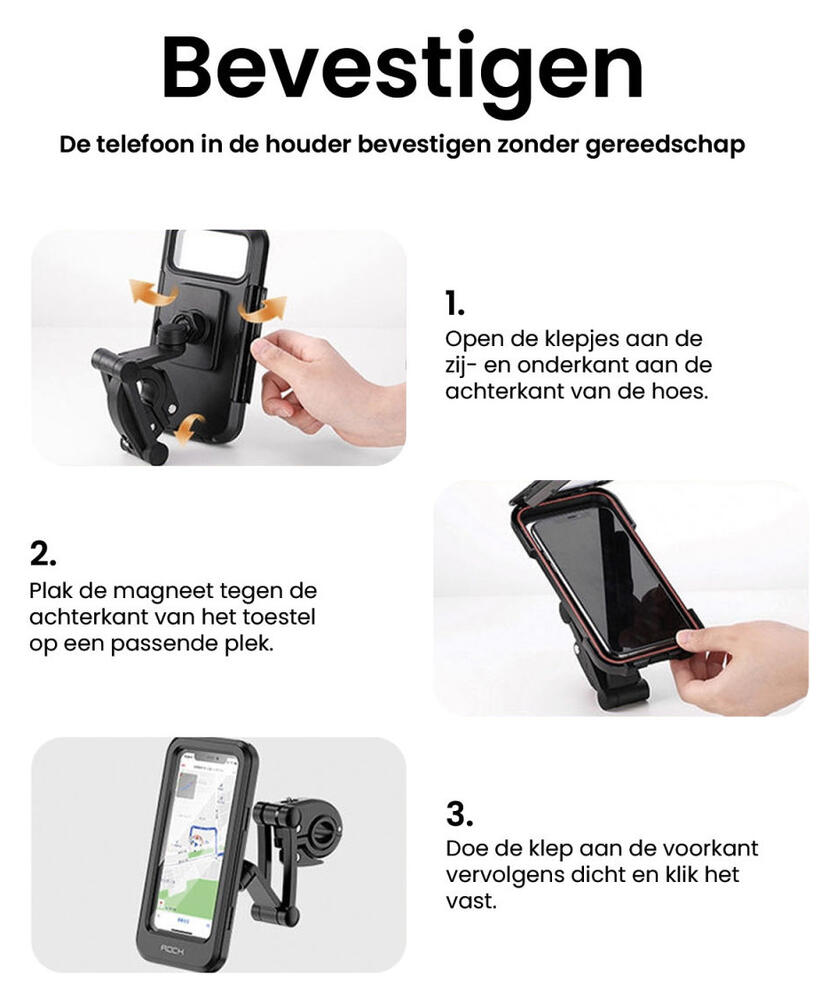 ROCK Waterbestendige Fiets Telefoonhouder Smartphones 4.5 tot 6.7 inch afbeelding 6