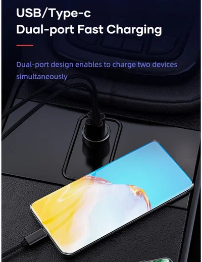 ROCK Universele USB / USB-C PD 20W Fast Charge Autolader Zwart afbeelding 7