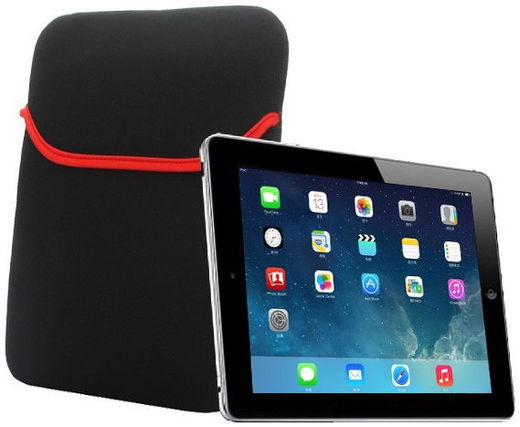 Neopreen Sleeve voor Laptop / iPad / Tablet hoes tot 11 Inch Zwart afbeelding 3