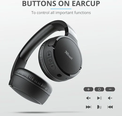 Trust Zena Bedraad/Bluetooth Draadloze On-Ear Koptelefoon Zwart afbeelding 8