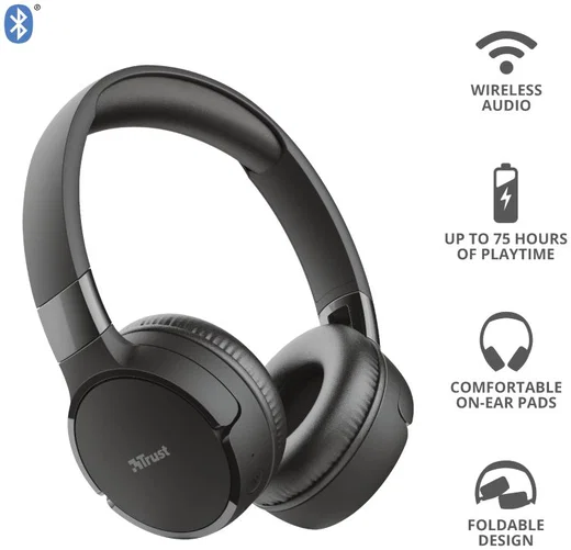 Trust Zena Bedraad/Bluetooth Draadloze On-Ear Koptelefoon Zwart afbeelding 4