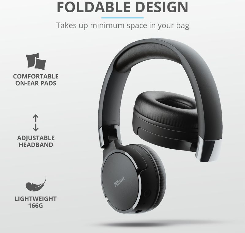 Trust Zena Bedraad/Bluetooth Draadloze On-Ear Koptelefoon Zwart afbeelding 7