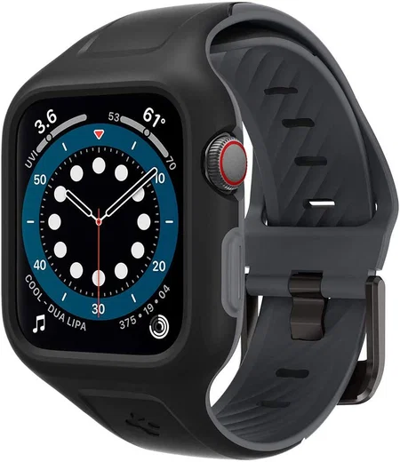 Spigen Liquid Air Pro Apple Watch 44MM Hoesje met Band Siliconen Zwart afbeelding 1