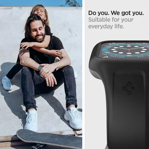 Spigen Liquid Air Pro Apple Watch 44MM Hoesje met Band Siliconen Zwart afbeelding 6