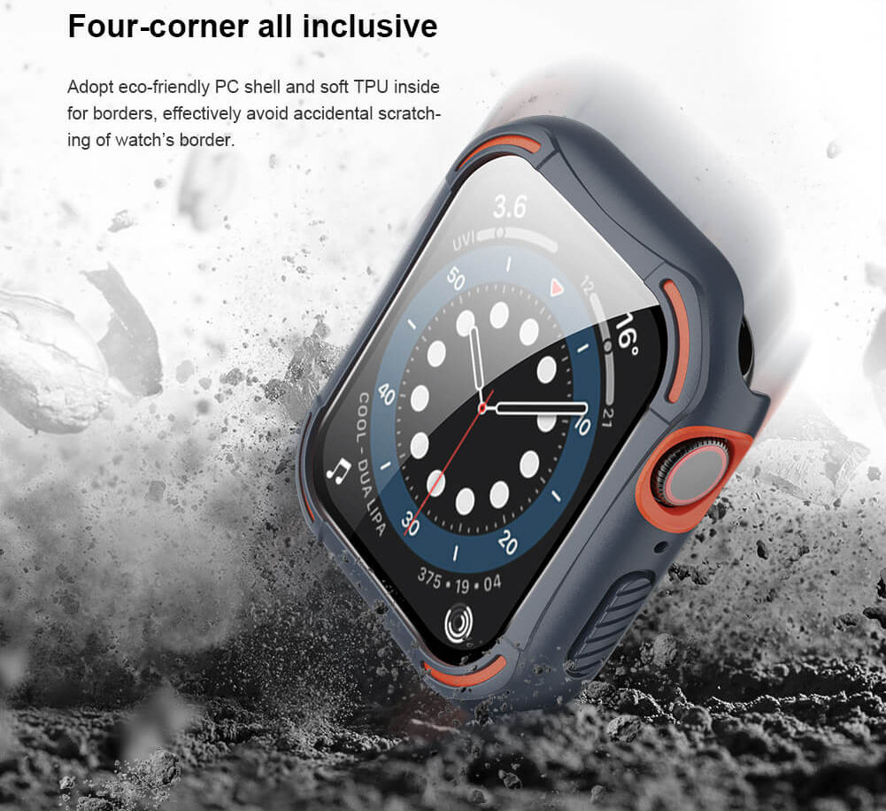 Nillkin Apple Watch 40MM Hoesje Bumper met Tempered Glass Zwart afbeelding 6