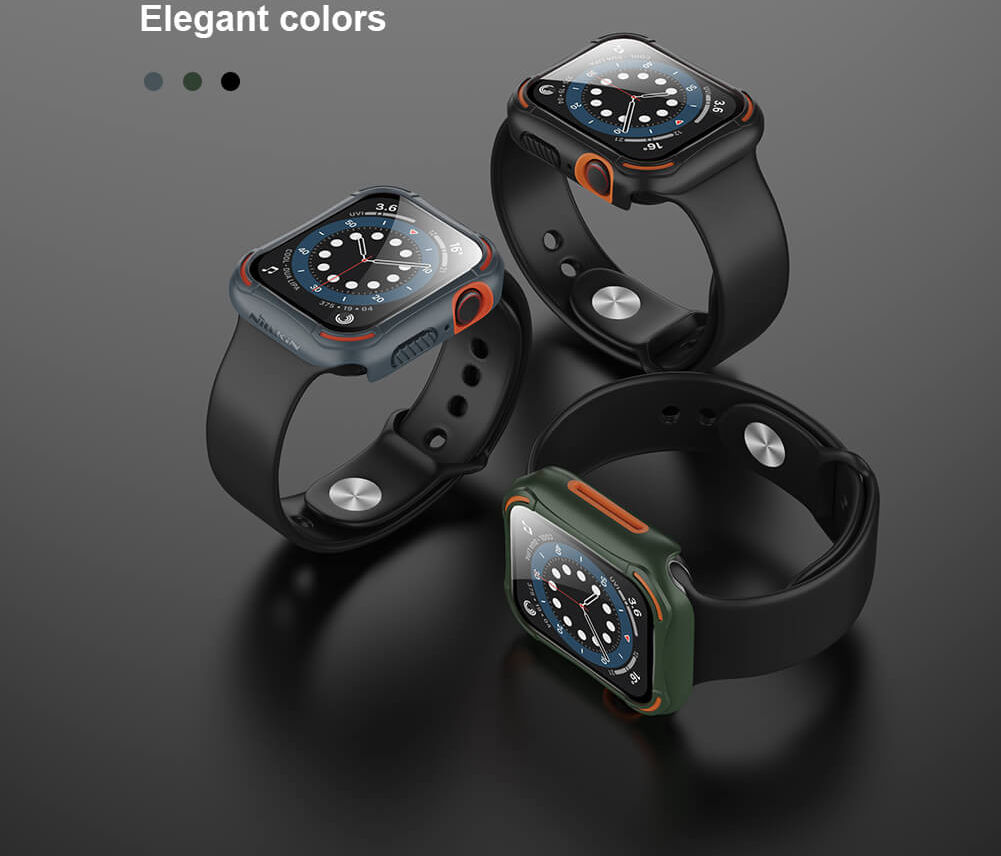 Nillkin Apple Watch 44MM Hoesje Bumper met Tempered Glass Zwart afbeelding 13