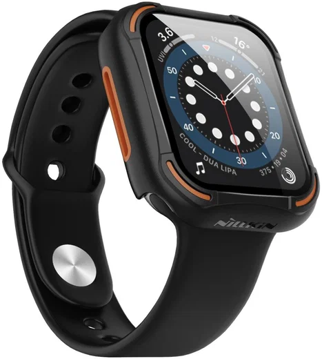 Nillkin Apple Watch 44MM Hoesje Bumper met Tempered Glass Zwart afbeelding 2