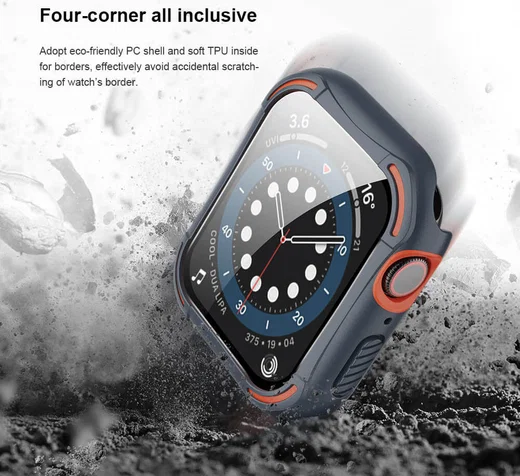 Nillkin Apple Watch 44MM Hoesje Bumper met Tempered Glass Grijs afbeelding 7