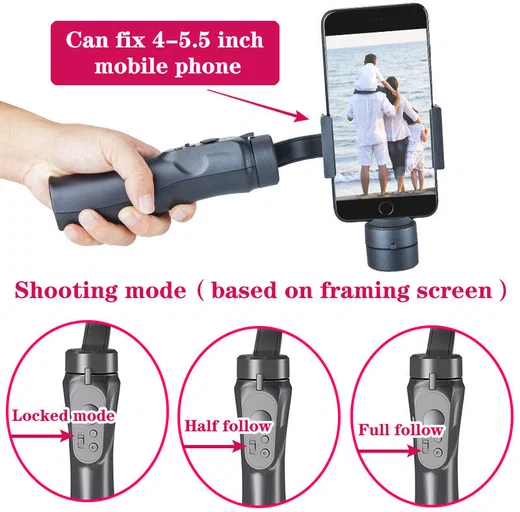 3-Axis Gimbal voor Smartphones met Stabilisatie Zwart afbeelding 6
