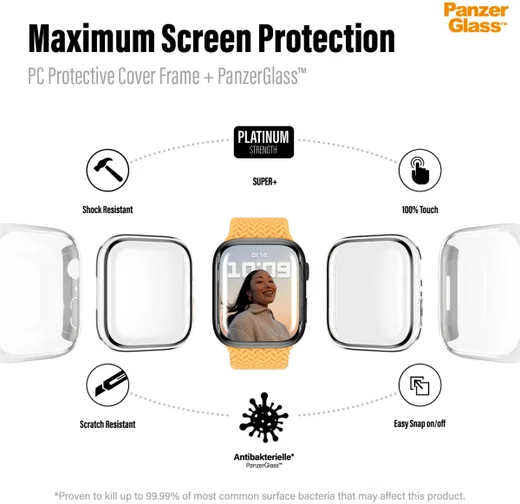 PanzerGlass Full Body Apple Watch 40MM Hoesje Antibacterieel Zwart afbeelding 8
