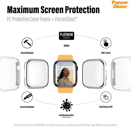 PanzerGlass Full Body Apple Watch 44MM Hoesje Antibacterieel Zwart afbeelding 9