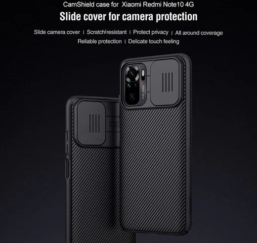 Nillkin CamShield Xiaomi Redmi Note 10/10S Hoesje Camera Slider Zwart afbeelding 6