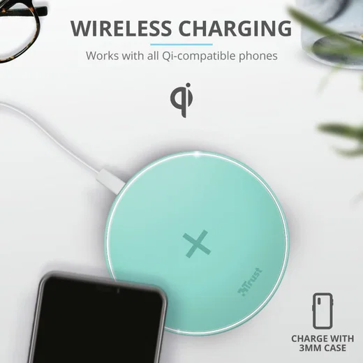 Trust Qylo Draadloze Oplader 10W Fast Charge + MicroUSB kabel 1M Mint afbeelding 6
