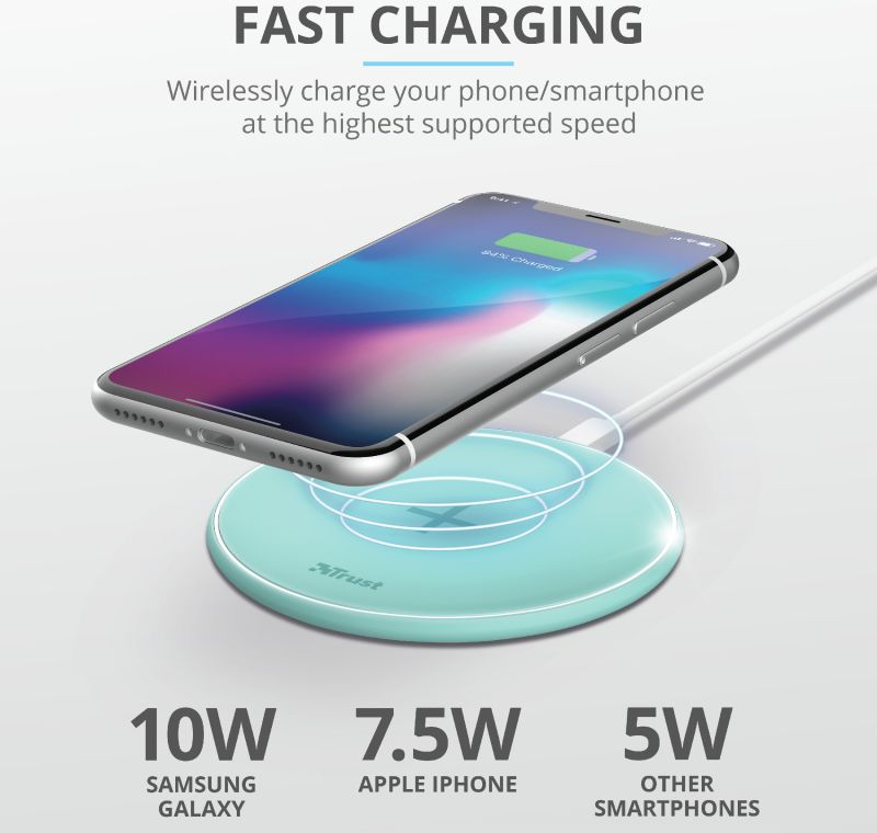 Trust Qylo Draadloze Oplader 10W Fast Charge + MicroUSB kabel 1M Mint afbeelding 5