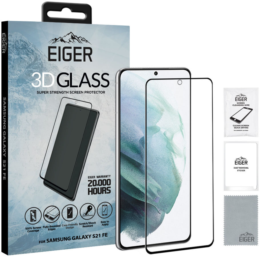 Eiger Samsung S21 FE Tempered Glass Fingerprint Friendly Gebogen afbeelding 6