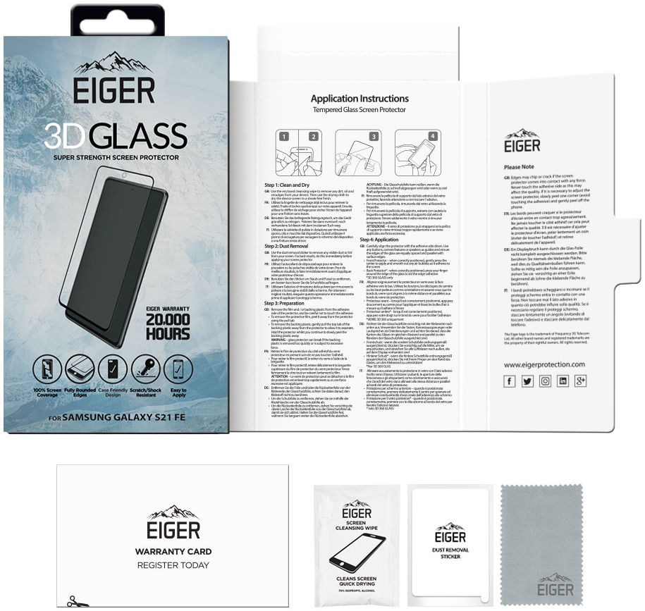Eiger Samsung S21 FE Tempered Glass Fingerprint Friendly Gebogen afbeelding 5