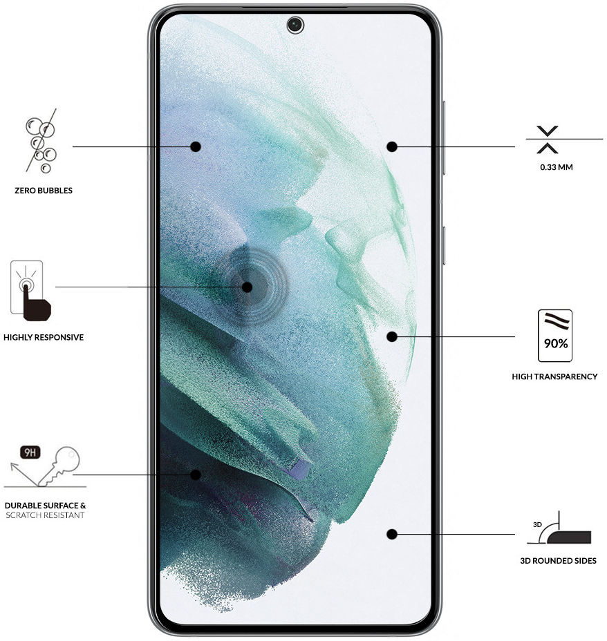 Eiger Samsung S21 FE Tempered Glass Fingerprint Friendly Gebogen afbeelding 4